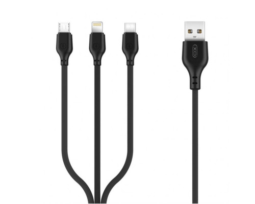 Кабель USB 3в1 XO NB103 Micro/Type-C/Lightning Quick Charge 2.1A black TPS-2710000182016