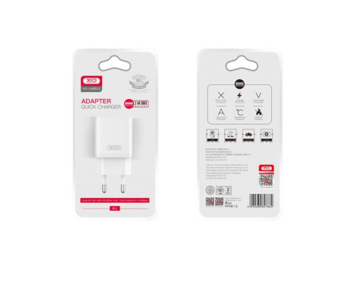 Мережевий зарядний пристрій (адаптер) 2в1 XO L99 1USB / 2.4A + Data Cabel USB to Lightning white