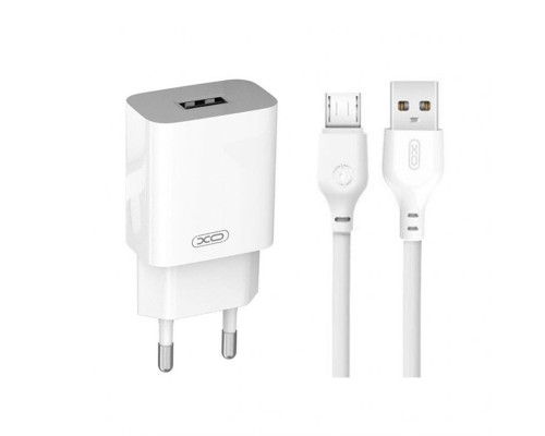 Мережевий зарядний пристрій (адаптер) 2в1 XO L99 1USB / 2.4A + Micro white TPS-2710000249733