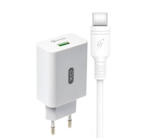 Мережевий зарядний пристрій (адаптер) 2в1 XO L36 1USB / QC3.0 / 3A + Type-C white TPS-2710000182207