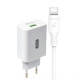 Мережевий зарядний пристрій (адаптер) 2в1 XO L36 1USB / QC3.0 / 3A + Data Cabel USB to Type-C white