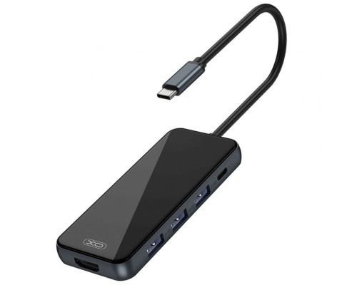 Перехідник USB-HUB XO HUB002 5в1 HDMI / 3USB / PD Fast Charger з Type-C роз'ємом