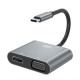 Перехідник USB-HUB XO HUB001 4в1 HDMI / VGA / USB3.0 / PD charging з Type-C роз'ємом