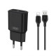 Мережевий зарядний пристрій (адаптер) 2в1 XO L92C 2USB / 2.4A + Data Cable USB to Lightning black