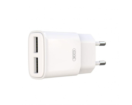 Мережевий зарядний пристрій (адаптер) 2в1 XO L92C 2USB / 2.4A + Data Cable USB to Lightning white