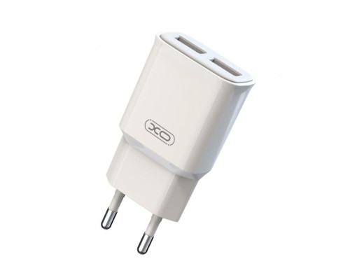 Мережевий зарядний пристрій (адаптер) 2в1 XO L92C 2USB / 2.4A + Data Cable USB to Lightning white