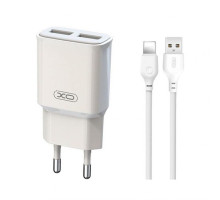 Мережевий зарядний пристрій (адаптер) 2в1 XO L92C 2USB / 2.4A + Lightning white TPS-2710000252115