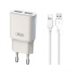 Мережевий зарядний пристрій (адаптер) 2в1 XO L92C 2USB / 2.4A + Data Cable USB to Lightning white