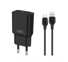 Мережевий зарядний пристрій (адаптер) 2в1 XO L92C 2USB / 2.4A + Micro black TPS-2710000252122