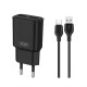 Мережевий зарядний пристрій (адаптер) 2в1 XO L92C 2USB / 2.4A + Data Cable USB to Micro black