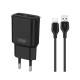 Мережевий зарядний пристрій (адаптер) 2в1 XO L92C 2USB / 2.4A + Data Cable USB to Type-C black