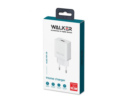 Мережевий зарядний пристрій (адаптер) WALKER WH-26 1USB / 2.1A white TPS-2710000252894