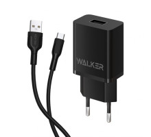 Мережевий зарядний пристрій (адаптер) 2в1 WALKER WH-26 1USB / 2.1A + Micro black TPS-2710000252924