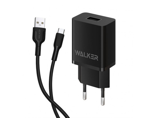 Мережевий зарядний пристрій (адаптер) 2в1 WALKER WH-26 1USB / 2.1A + Micro black TPS-2710000252924