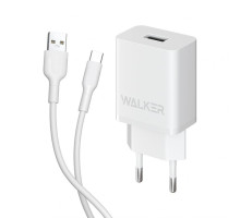 Мережевий зарядний пристрій (адаптер) 2в1 WALKER WH-26 1USB / 2.1A + Type-C white TPS-2710000252955