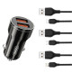 Автомобільний зарядний пристрій (адаптер) 2в1 XO CC48 2USB / 2.4A + Data Cable USB to Micro black