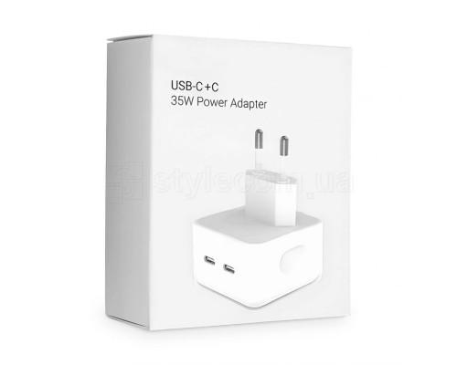 Мережевий зарядний пристрій (адаптер) для Apple iРhone A2246 2xPD / 35W white High Quality carton box TPS-2710000260639