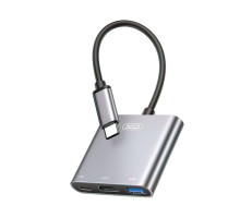 Перехідник USB-HUB XO HUB011 3в1 з Type-C роз'ємом