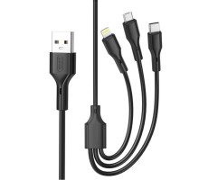 Кабель USB 3в1 XO NB230 Type-C/Micro/Lightning Quick Charge 2.4A black