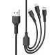 Кабель USB 3в1 XO NB230 Type-C/Micro/Lightning Quick Charge 2.4A black TPS-2710000262442