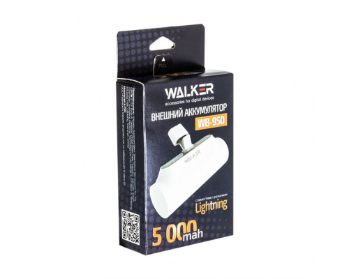 Power Bank WALKER WB-950 5000mAh, вхід/вихід Lightning white TPS-2710000264385