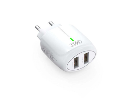 Мережевий зарядний пристрій (адаптер) 2в1 XO L111 2USB / 2.4A + Data Cabel USB to Micro white