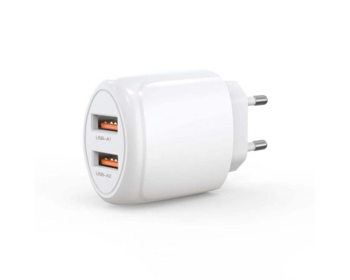 Мережевий зарядний пристрій (адаптер) 2в1 XO L111 2USB / 2.4A + Data Cabel USB to Lightning white