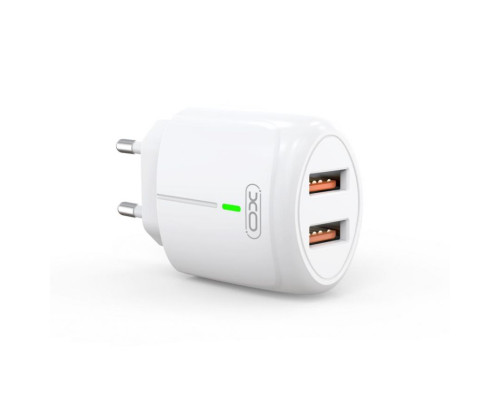 Мережевий зарядний пристрій (адаптер) 2в1 XO L111 2USB / 2.4A + Data Cabel USB to Lightning white