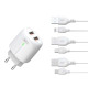 Мережевий зарядний пристрій (адаптер) 2в1 XO L111 2USB / 2.4A + Data Cabel USB to Type-C white