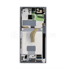 Дисплей (LCD) для Samsung Galaxy S22 Ultra/S908 (2022) з тачскріном та рамкою white Service Original (PN:GH82-27489C)