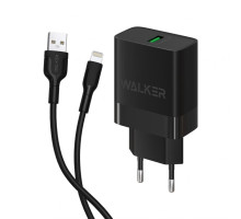 Мережевий зарядний пристрій (адаптер) 2в1 WALKER WH-35 1USB / QC3.0 / 3A / 15W + Lightning black TPS-2710000268659