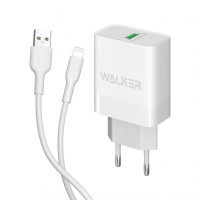 Мережевий зарядний пристрій (адаптер) 2в1 WALKER WH-35 1USB / QC3.0 / 3A / 15W + Lightning white TPS-2710000268666