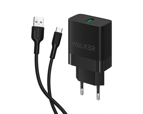 Мережевий зарядний пристрій (адаптер) 2в1 WALKER WH-35 1USB / QC3.0 / 3A / 15W + Micro black TPS-2710000268673