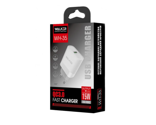 Мережевий зарядний пристрій (адаптер) 2в1 WALKER WH-35 1USB / QC3.0 / 3A / 15W + Micro white TPS-2710000268680