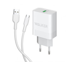 Мережевий зарядний пристрій (адаптер) 2в1 WALKER WH-35 1USB / QC3.0 / 3A / 15W + Micro white TPS-2710000268680