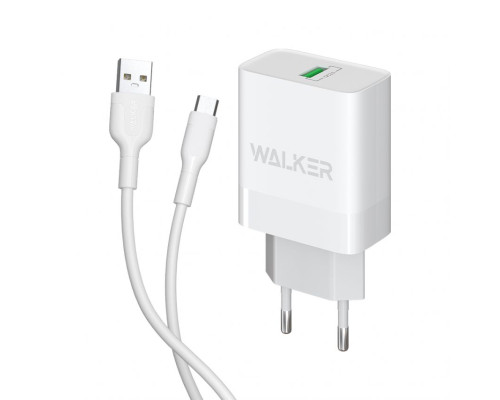 Мережевий зарядний пристрій (адаптер) 2в1 WALKER WH-35 1USB / QC3.0 / 3A / 15W + Micro white TPS-2710000268680