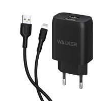 Мережевий зарядний пристрій (адаптер) 2в1 WALKER WH-31 2USB / 2.1A + Lightning black TPS-2710000268826