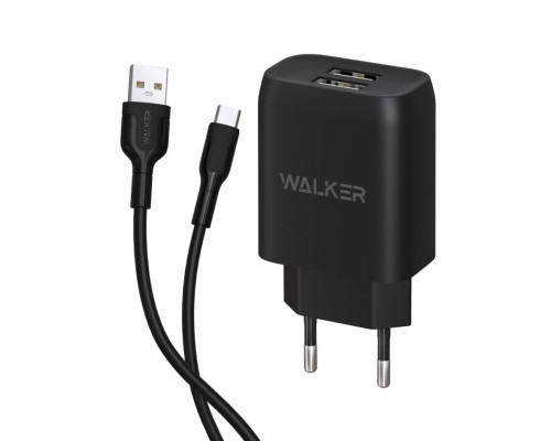 Мережевий зарядний пристрій (адаптер) 2в1 WALKER WH-31 2USB / 2.1A + Micro black TPS-2710000268833