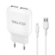 Мережевий зарядний пристрій (адаптер) 2в1 WALKER WH-33 2USB / 2.4A + Lightning white TPS-2710000268888