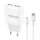 Мережевий зарядний пристрій (адаптер) 2в1 WALKER WH-33 2USB / 2.4A + Micro white TPS-2710000268895