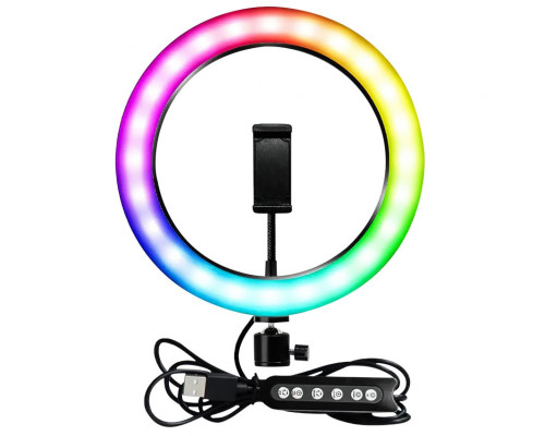 Кільцева лампа МJ-30 RGB (30см) різнокольорова + стійка на підлогу 70см (2,1м)