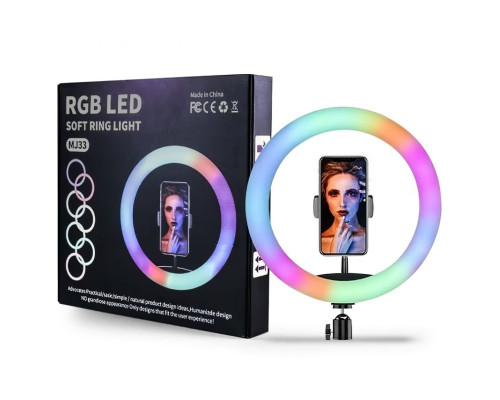 Кільцева лампа МJ-30 RGB (30см) різнокольорова + стійка на підлогу 70см (2,1м)