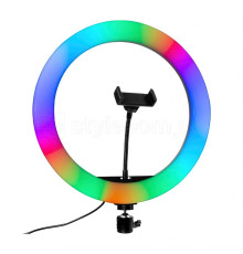 Кільцева лампа WH26 RGB (26см) різнокольорова + стійка на підлогу 70см (2,1м)