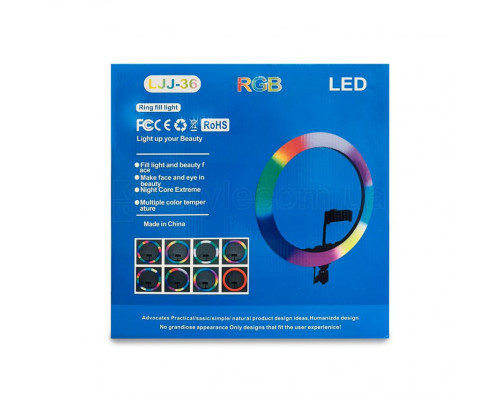 Кільцева лампа LJJ36 RGB (36см) різнокольорова + стійка на підлогу 70см (2,1м)