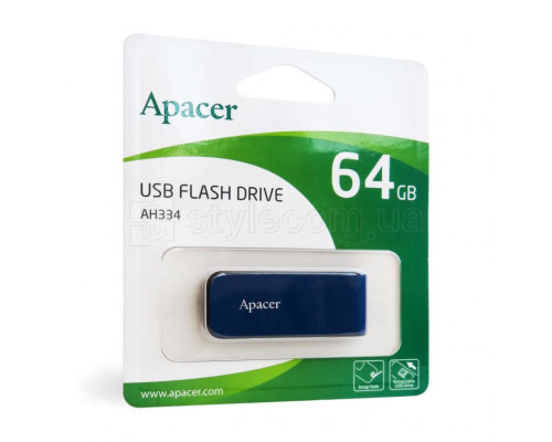 Флеш-пам'ять USB Apacer AH334 64GB blue (AP64GAH334U-1) TPS-2710000273455