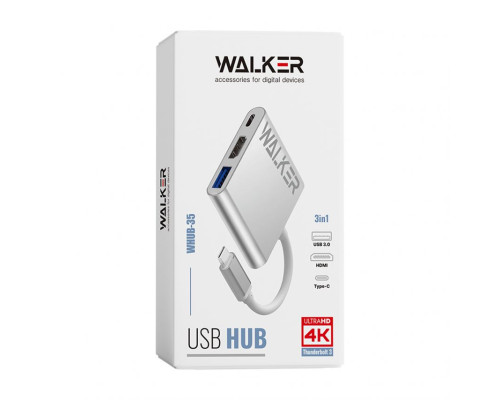 Перехідник USB-HUB 3в1 WALKER WHUB-35 з роз'ємом Type-C