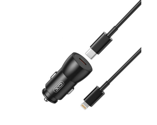 Автомобільний зарядний пристрій (адаптер) 2в1 XO CC57 PD_25W + Data Cable Type-C to Lightning black