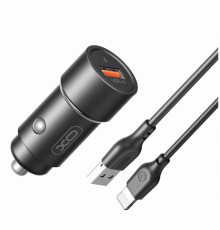 Автомобільний зарядний пристрій (адаптер) 2в1 XO CC54 QC3.0 / 18W + Data Cable USB to Lightning black TPS-2710000278719 2710000278719