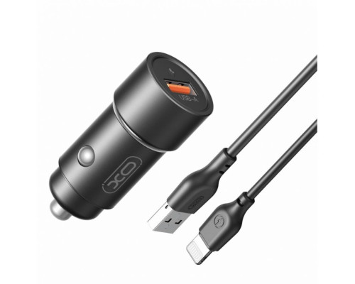 Автомобільний зарядний пристрій (адаптер) 2в1 XO CC54 QC3.0 / 18W + Data Cable USB to Lightning black TPS-2710000278719 2710000278719