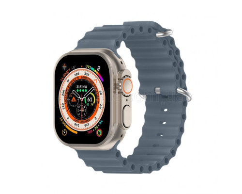 Ремінець для Apple Watch Ultra Ocean Band силіконовий 42/44/45/49 L rock blue / сірий (26)